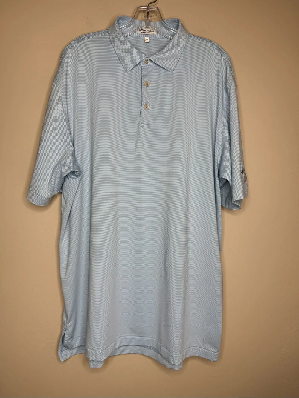 Peter Millar Summer Comfort Performance Golf Polo Shirt Light Blue Size XL
